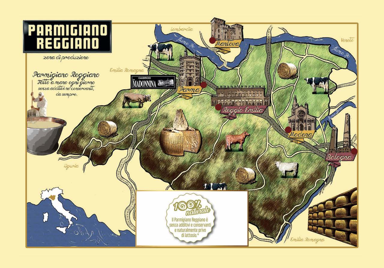 Caseificio_La_Madonnina Territorio di produzione del Parmigiano Reggiano