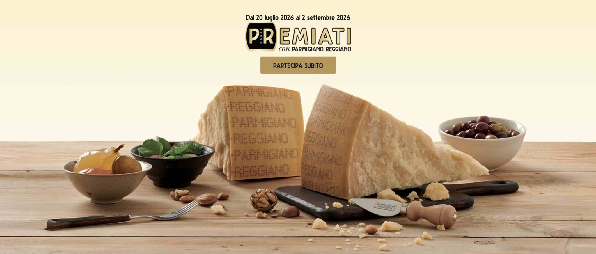 Concorso “Premiati con Parmigiano Reggiano 2026” valido dal 20 luglio 2026 al 2 settembre 2026.