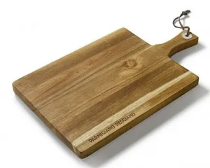 Tagliere acacia legno rettangolare laccetto pelle appeso formaggi salumi